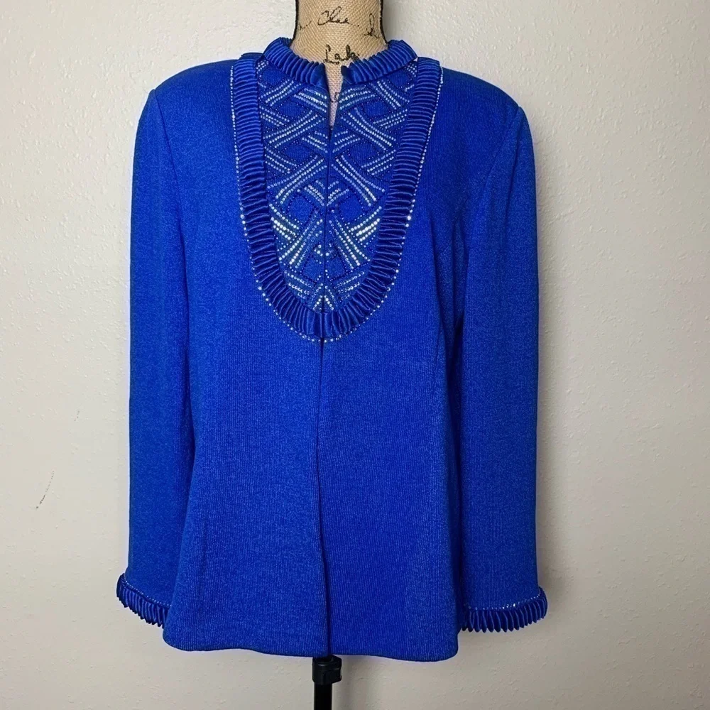 VTG Dominique Palacios (Italian Designer) Dressy Old Money Jacket Cobalt Blue XL